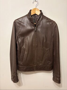 VINTAGE BANANA REPUBLIC - Women’s Soft Leather Minimalist Jacket - Mocha